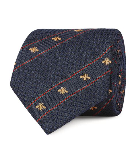 gucci blue knit tie with bee